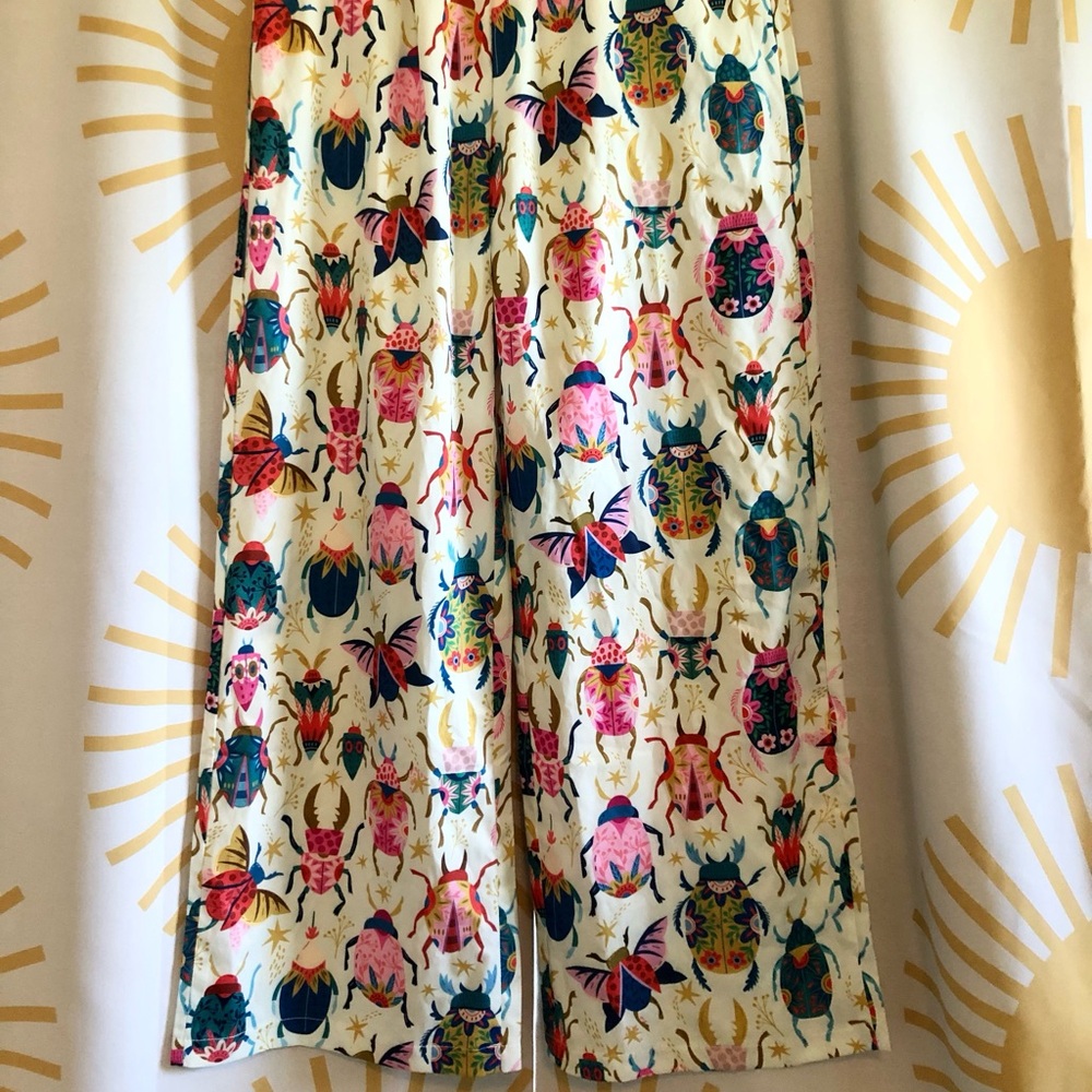 Boho Wide Leg Beetle Print Pants